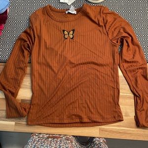 NWT brown shirt with butterfly.